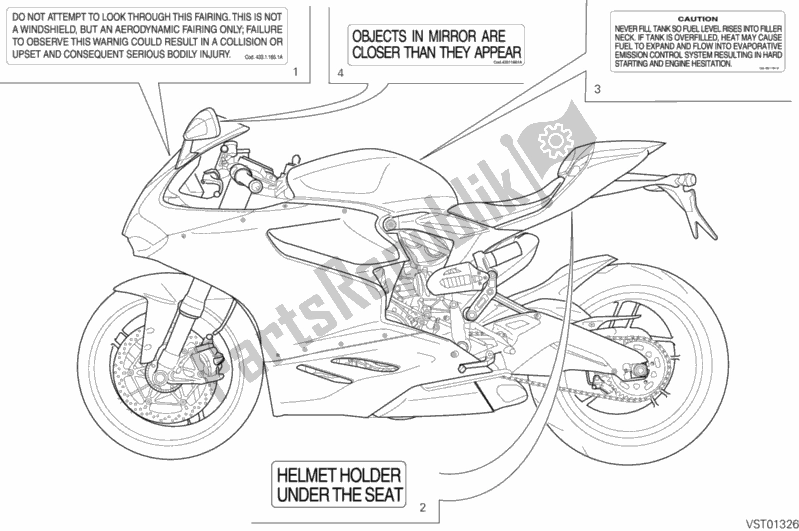 Toutes les pièces pour le Posizionamento Targhette du Ducati Superbike 959 Panigale ABS USA 2019